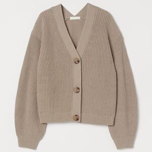 H&M Rib Knit Cardigan Sweater Beige XXL